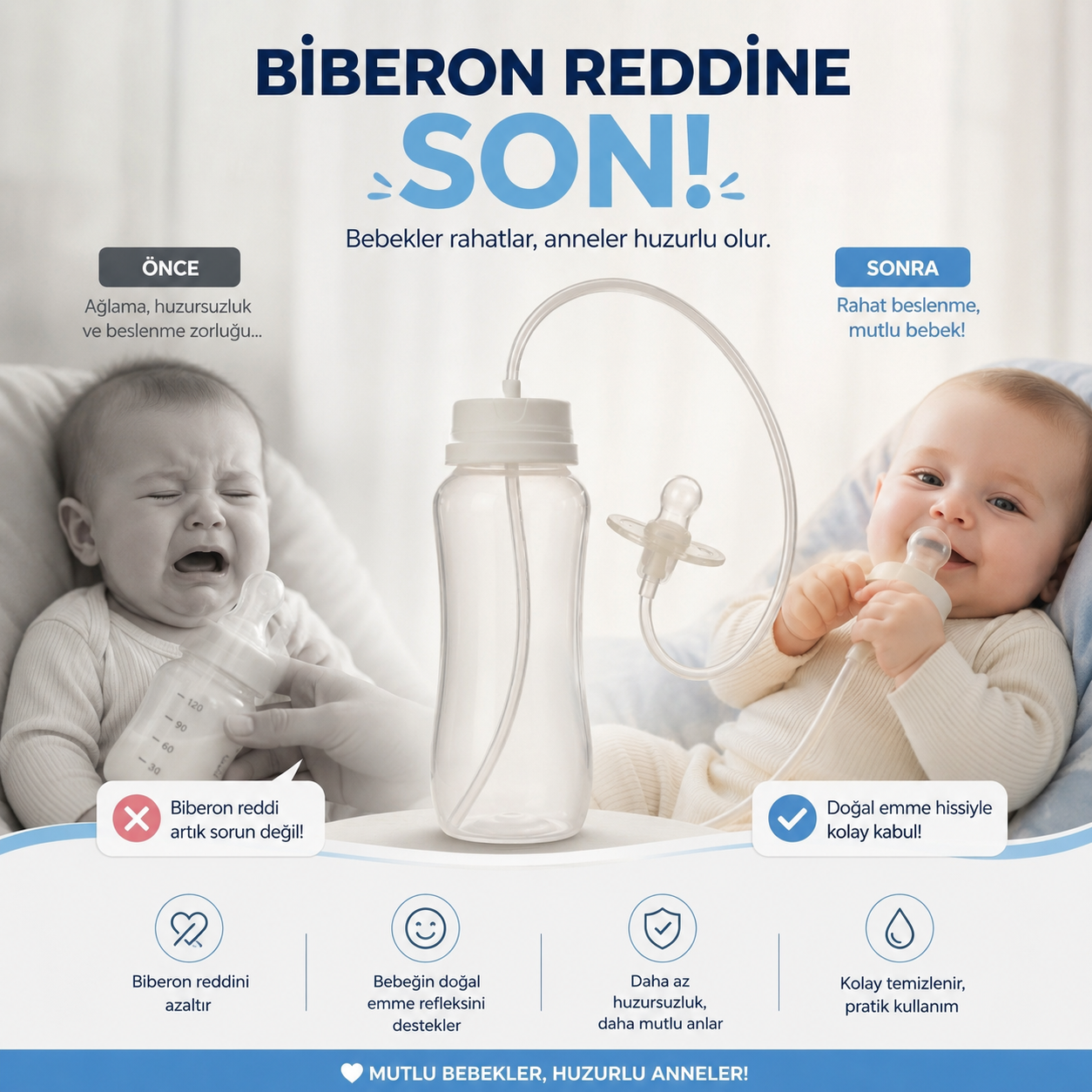Emzik pipetli biberonun kullanımı